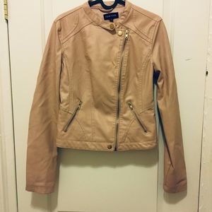 Light Pink Faux Leather Moto Jacket